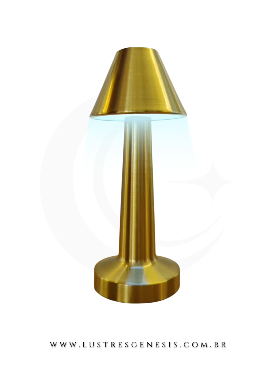 Luminária de mesa abajur Tragus dourado, ideal para leitura, quartos, escritórios e escrivaninhas, com design moderno e acabamento metálico.